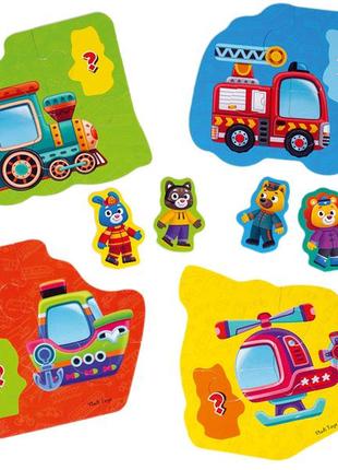 Пазлы макси vladi toys картонные с игрой малыш сможет «транспорт. животные», vt1722-24