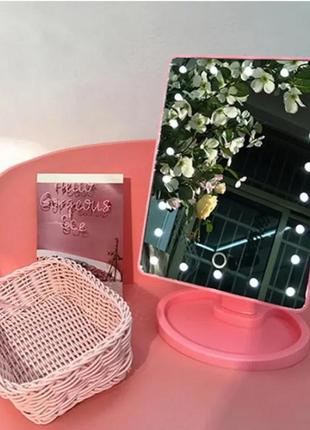 Дзеркало з підсвічуванням макіяжу - large led mirror рожевий