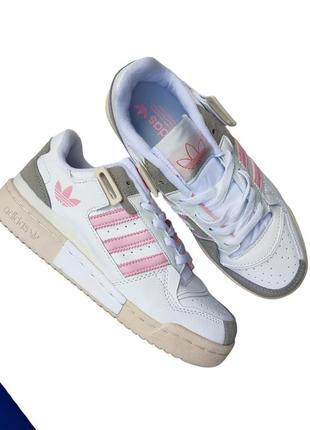 Женские кроссовки adidas forum '84 low white pink белые с розовым🔥4 фото