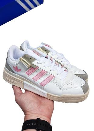 Женские кроссовки adidas forum '84 low white pink белые с розовым🔥5 фото