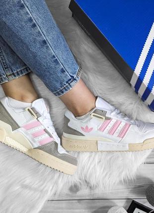 Женские кроссовки adidas forum '84 low white pink белые с розовым🔥8 фото