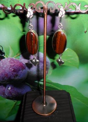 Необычные серьги с натуральным африканским джеспилитом, натуральный камень, джеспилит, серебрение, индия4 фото