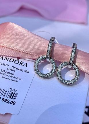 Серьги пандора серебро 925 серьги pandora хупы «сияющие двойные» серьги кольца конго оригинальные серьги пандора новые бирка пломба7 фото