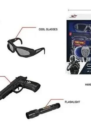 Детский набор полицейского 6 элементов, пистолет на батарейках со звуковыми эффектами, s005b