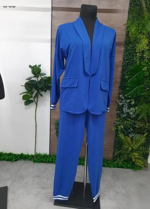 Стильный синий костюм из двунитки3 фото