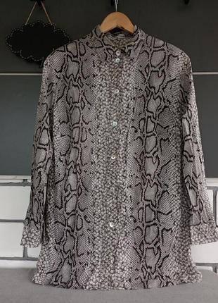 Коттоновая длинная рубашка, змеиный принт, с плечиками; felicia