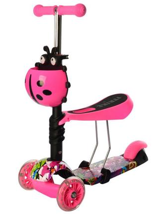 Дитячий самокат-беговел itrike триколісний maxi з кошиком, рожевий, jr3-054-p1