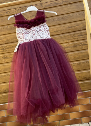Сукня пишна вишнева1 фото