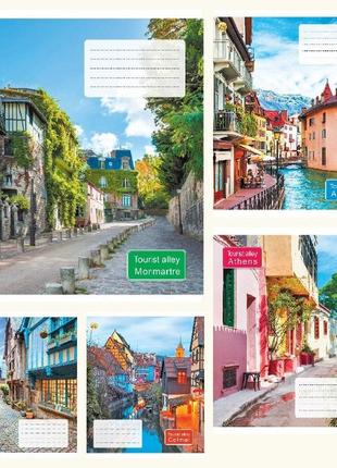 Тетрадь ученическая 18л. линия твердая обложка, города, 20шт/упак., те32202