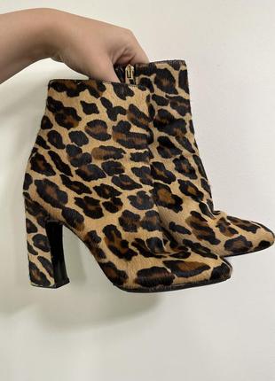 Just cavalli ботильоны на каблуке из меха пони/ ботинки на каблуке в леопардовый принт
