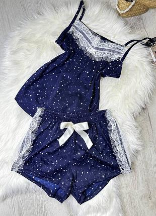 Синяя пижама майка и шорты 42-50