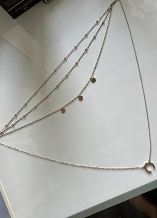 Многослойное ожерелье с полумесяцем золотого цвета, цепочка, колье5 фото
