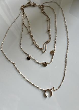 Многослойное ожерелье с полумесяцем золотого цвета, цепочка, колье8 фото