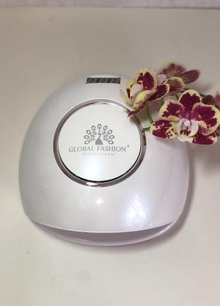 Гібридна лампа для сушіння гель-лаку global fashion 48w з дисплеєм і сенсором white g12 фото