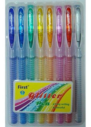 Набір гелевих ручок, блиск та запах, 8 кольорів, пластиковий футляр, f919-81 фото