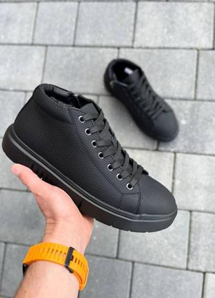 Кожаные мужские зимние ботинки