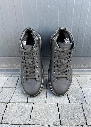 Кожаные мужские зимние ботинки