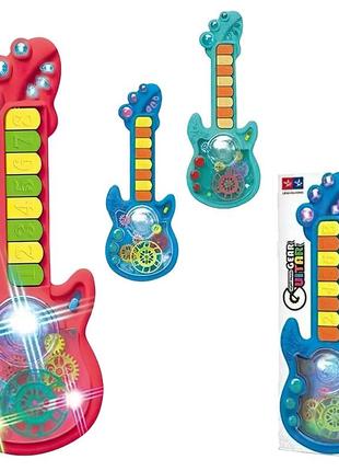 Гитара музыкальная 3 цвета, звук, подсветка, проектор, шестерни, 999-53