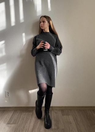 Платье zara свитер, туника, платье, шерсть в составе ткани6 фото