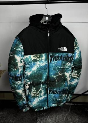 Куртка мужская зимняя tnf с надписью thrasher