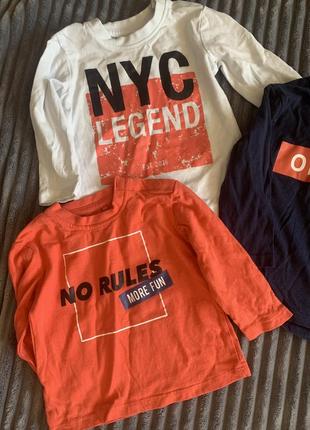 Комплект батничков, кофта для мальчика, 62-68, лонгслив, регланы, свитшот