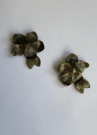 Вінтажні сережки квітка з перлами5 фото