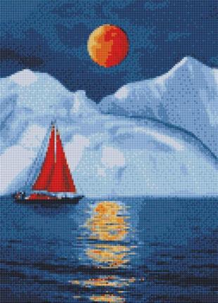 Алмазная мозаика красный парусник идейка 40х50см, amo7215