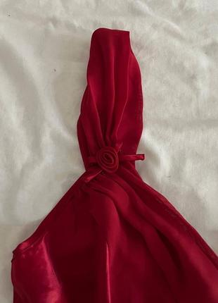 Нічна сорочка червона пеньюар ночнушка піжама червона перли під вінтаж сукня плаття4 фото