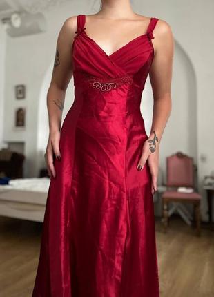 Нічна сорочка червона пеньюар ночнушка піжама червона перли під вінтаж сукня плаття
