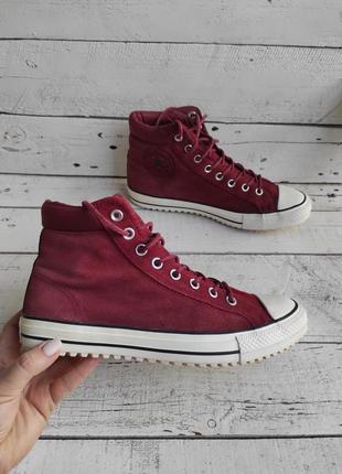 Демисезонные замшевые высокие кеды ботинки converse chuck taylor 42p