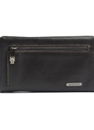 Коричневый кожаный мужской клатч кошелек на молнии, классическая сумочка клатч из натуральной кожи6 фото
