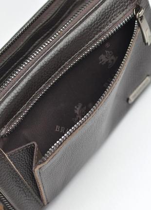 Коричневий шкіряний чоловічий клатч гаманець на блискавці, класична сумочка клатч з натуральної шкір9 фото