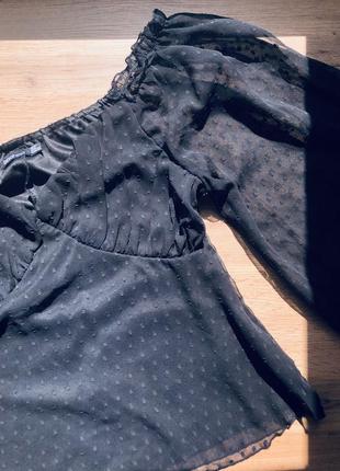 Чорна шифонова блуза з пишними широкими рукавами від boohoo4 фото