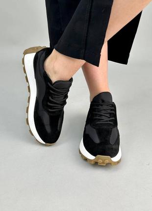 Стильные черные кроссовки женские на толстой подошве, демисезонные,осенни, весенние, замшевые,женая обувь8 фото