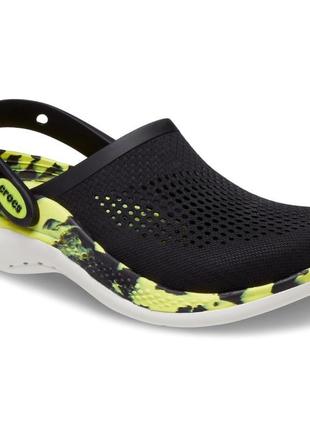 Сабо crocs literide 360 marbled clog черные с желтым black/citrus5 фото