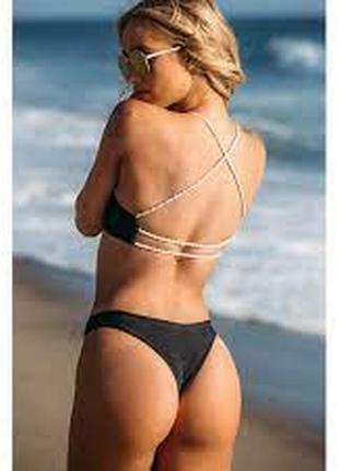 Низ от купальника женские плавки размер 48 / 14 черный бикини стринги бразилианы высокие6 фото