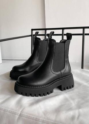 Черевики челсі на платформі екошкіра демісезон чорні 115737