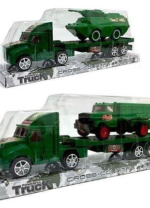 Трейлер военный, инерционный, 34см, поворотные детали, 2 вида (грузовик, танк), 1888-11-12