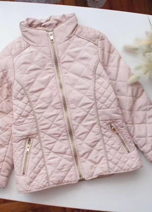 Пудровая стеганая демисезонная куртка пиджак h&amp;m 3-4 р
