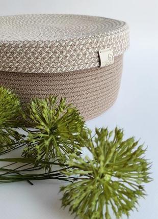Корзина с крышкой для хранения / корзина из хлопкового шнура