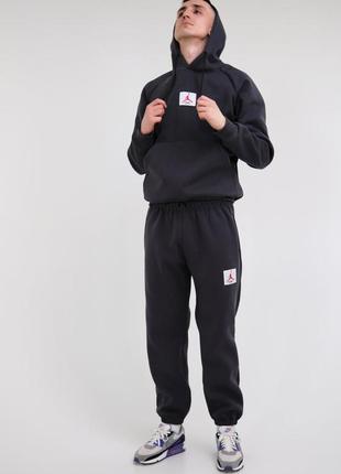 Утепленный, флисовый спортивный костюм графит jordan flight fleece suit