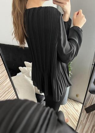 Блуза кофта жатка гофре черная длинная широкая длинный рукав свободный оверсайз4 фото