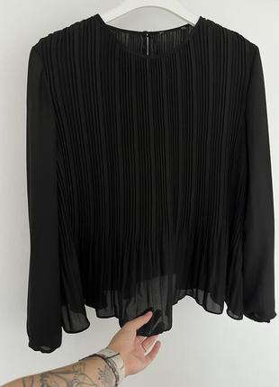 Блуза кофта жатка гофре черная длинная широкая длинный рукав свободный оверсайз6 фото