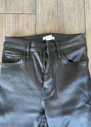 H&m лосіни штани легінси шкіряні еко шкіра матові чорні 34 xs високі2 фото
