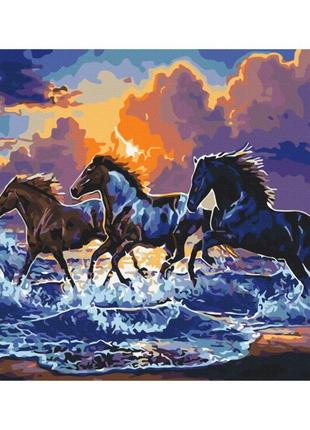 Картина по номерам табун черных скакунов brushme 40х50 см, bs34306