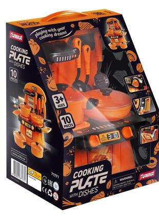Игровой набор кухня с посудой unika cooking plate with dishes 10 предметов, оранжевая, 71771