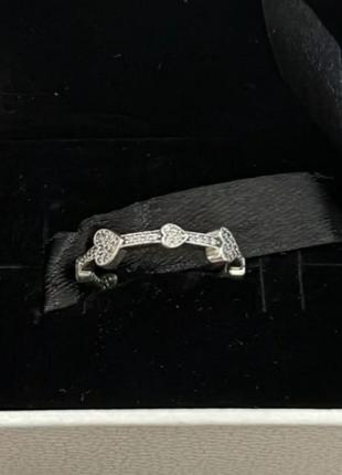 Серебрянное кольцо пандора дорожка сердца pandora серебро 9255 фото