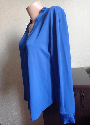 Синяя легкая блуза,длинный рукав.3 фото