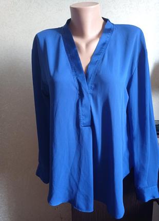 Синяя легкая блуза,длинный рукав.1 фото