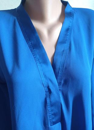 Синяя легкая блуза,длинный рукав.4 фото